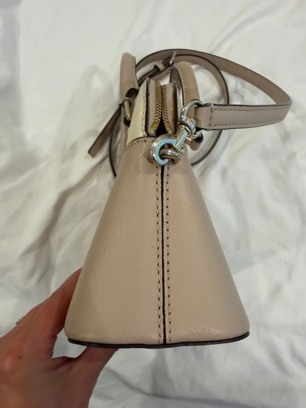 kate spade Two-Tone Dome Satchel in Beige and Cream